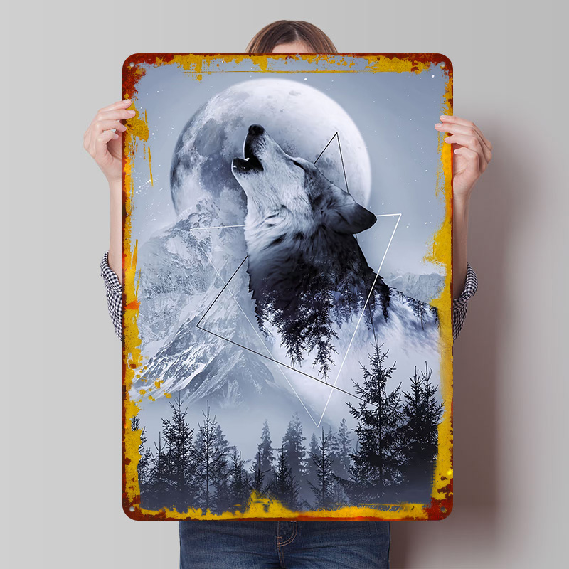 Desk Setup Poster - Howl With the Wolf Tin Poster