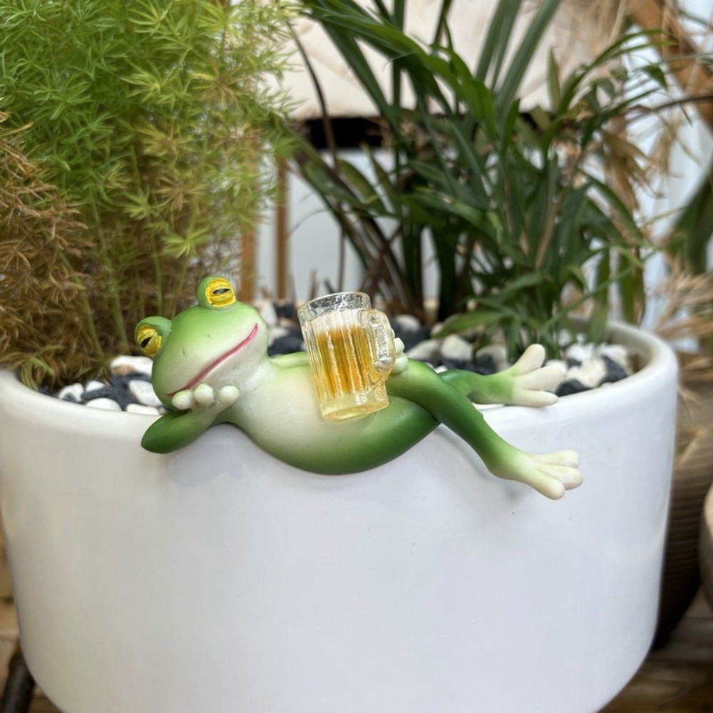 Desk Setup Plant - Hanging Flower Pot Edge Frog Decorative