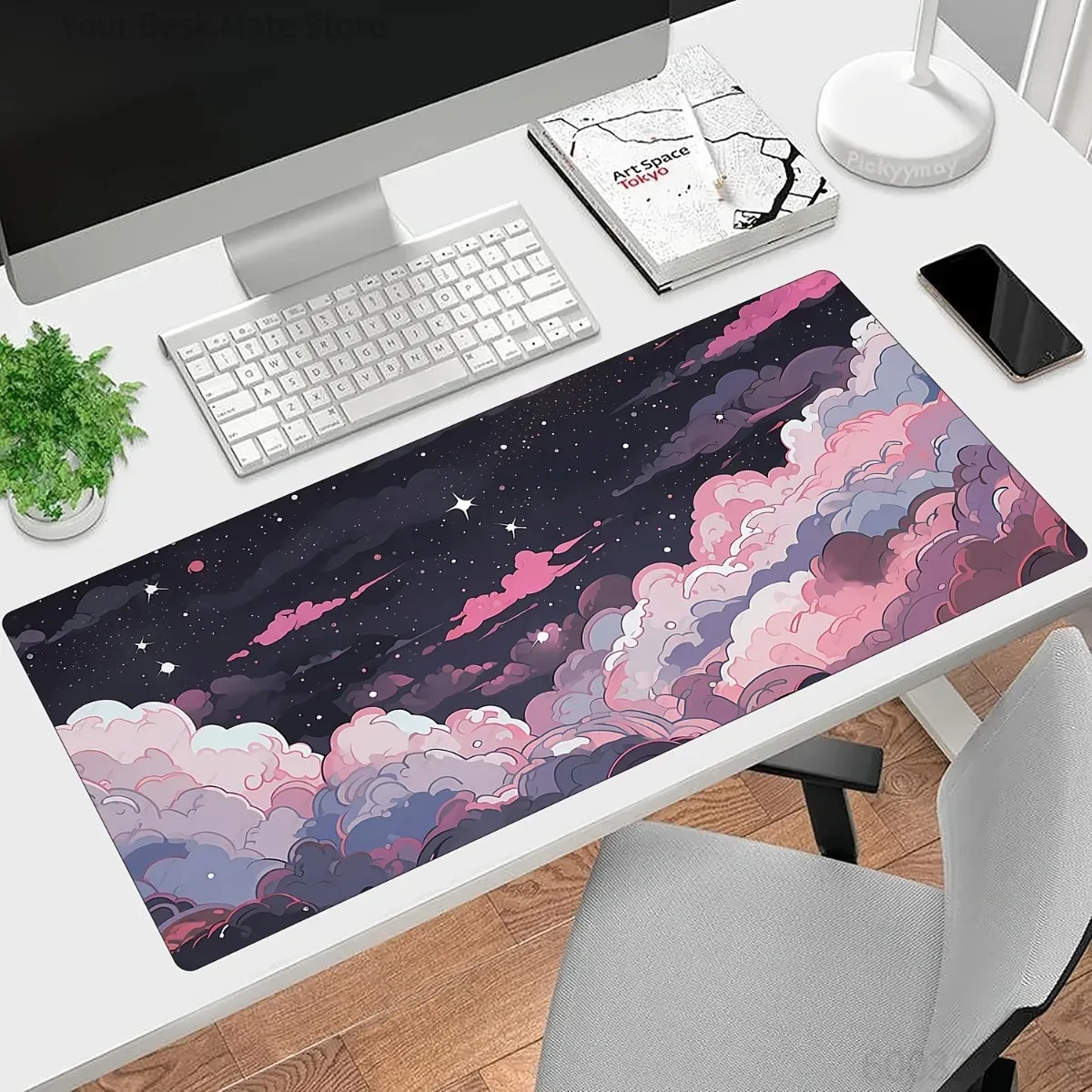 Desk Setup Pc And Laptop - Cute Pink Purple Anime Rubber Mouse
