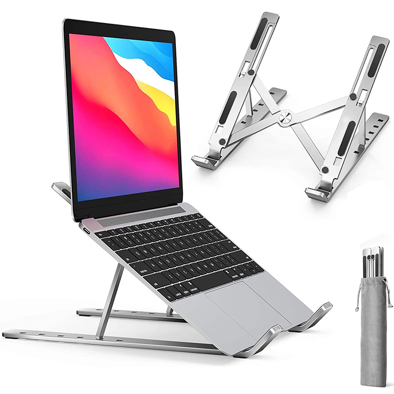Desk Setup Macbook - Foldable Aluminum Laptop Stand - Adjustable