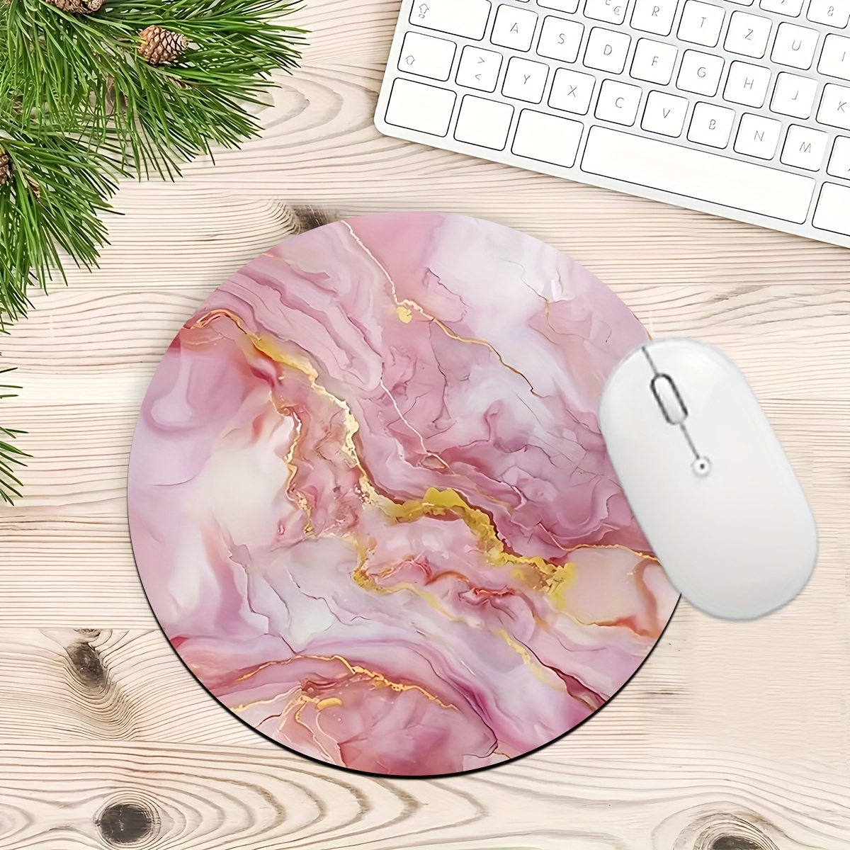 Desk Setup Pc And Laptop - Pink Marble Mouse Pad PC Laptop
