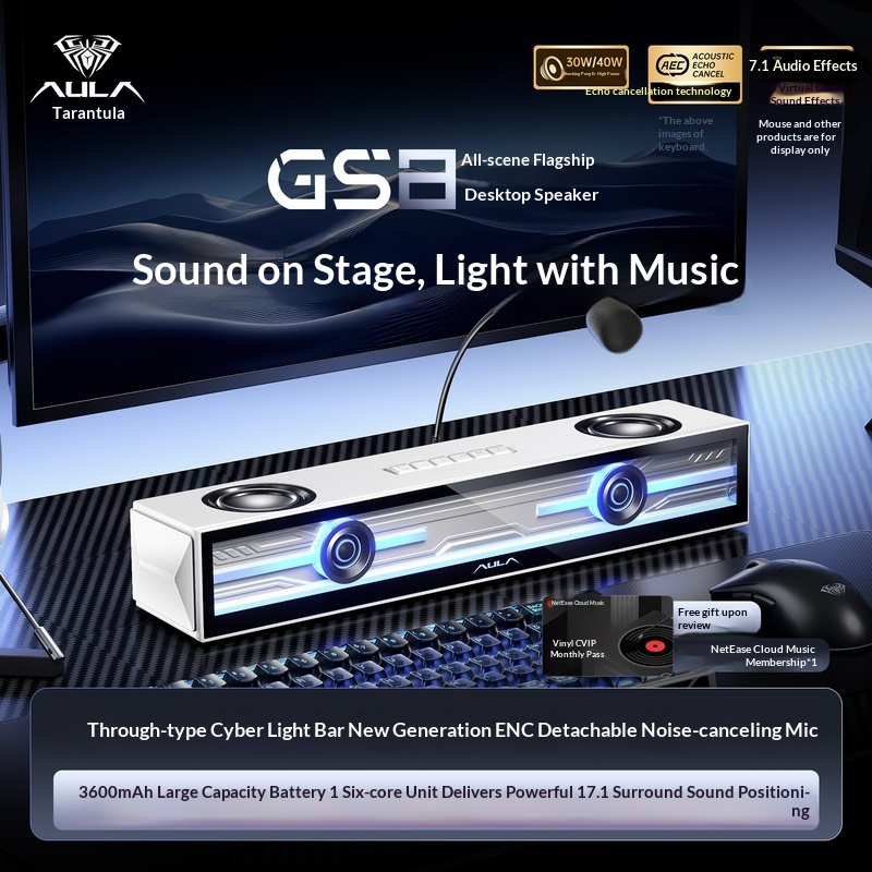 Desk Setup With Speakers - Aula Gs8 Gaming Speaker Desktop Computer