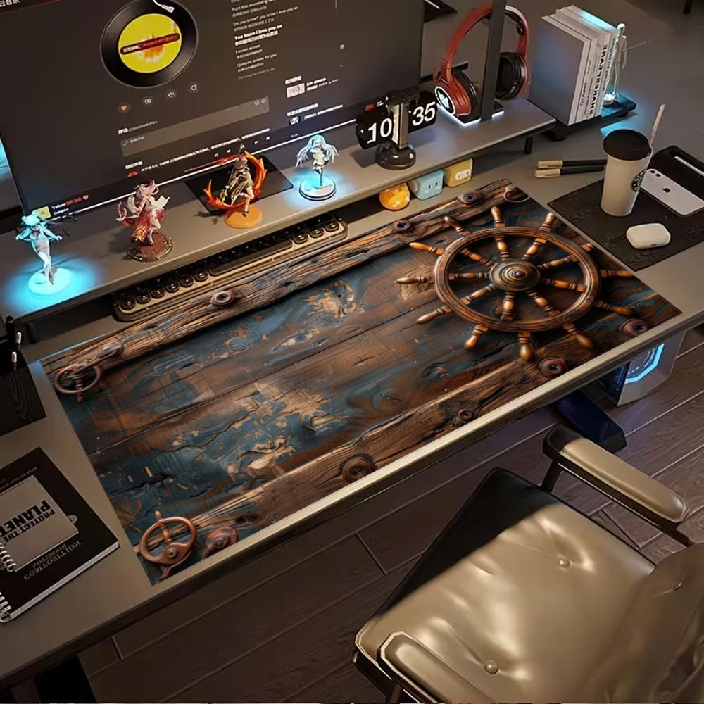 Desk Setup Pc And Laptop - Vintage Pirate Ship Wheel Extended Gaming