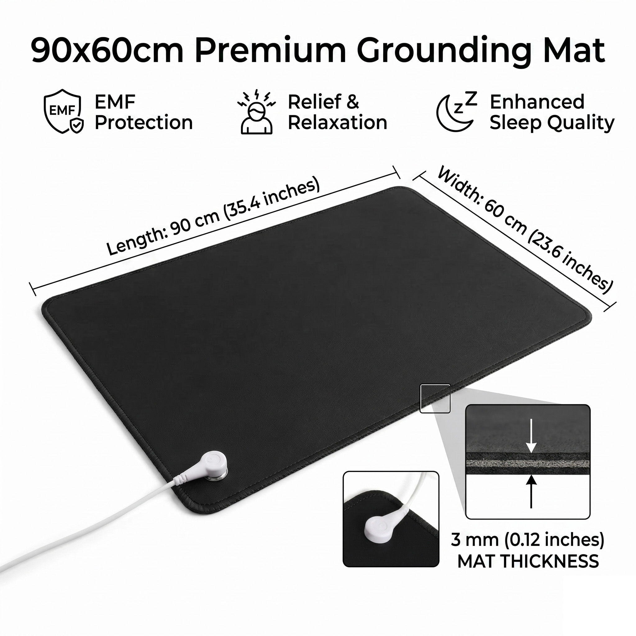 Desk Pad Leather Large - 3mm PU Leather Grounding Mat Earthing