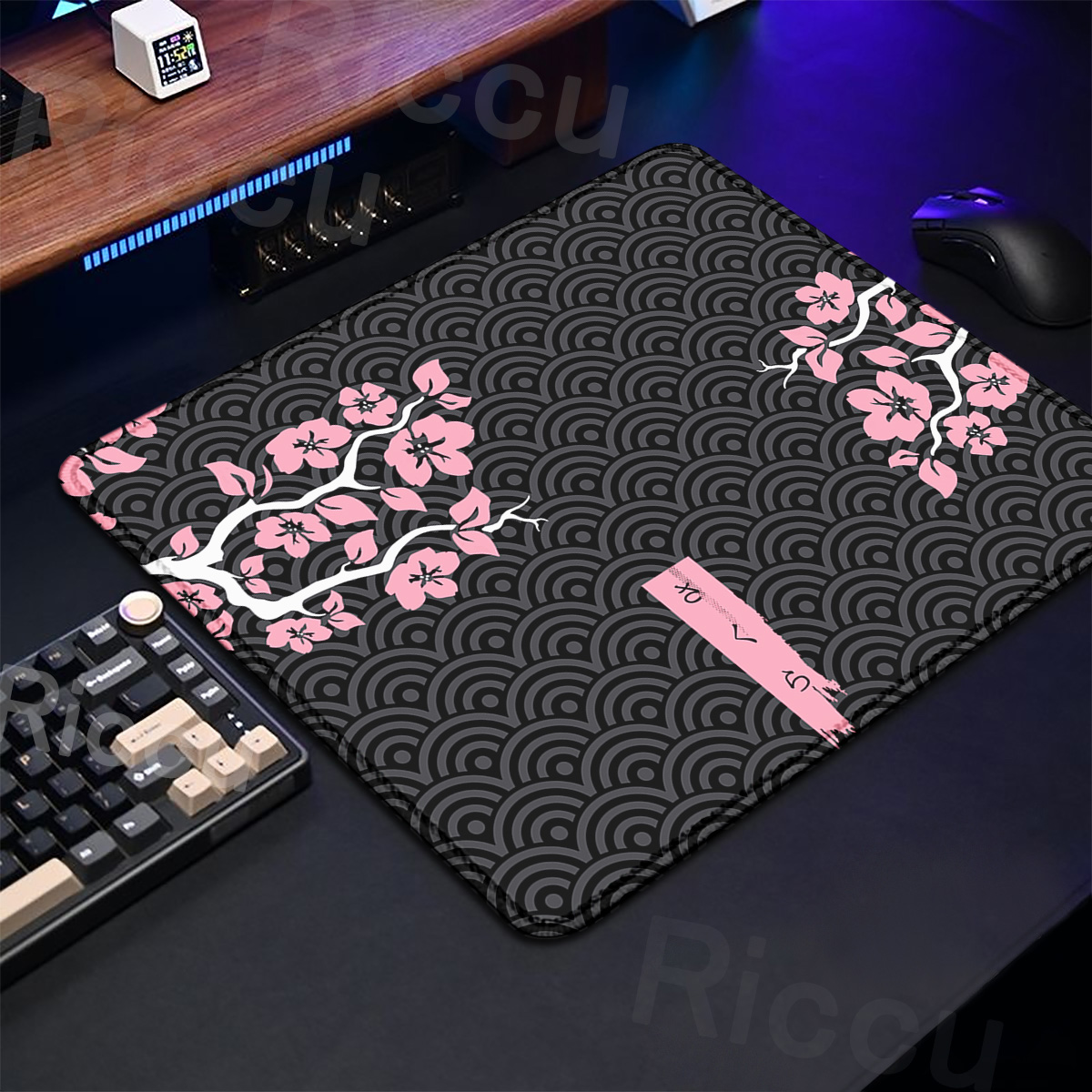 Purple Sakura Table Pad Gaming - Desk Setup Blue review and price