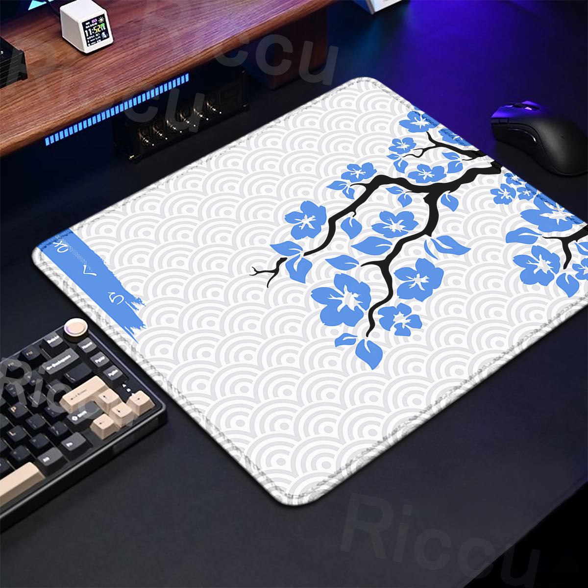 Purple Sakura Table Pad Gaming - Desk Setup Blue review and price