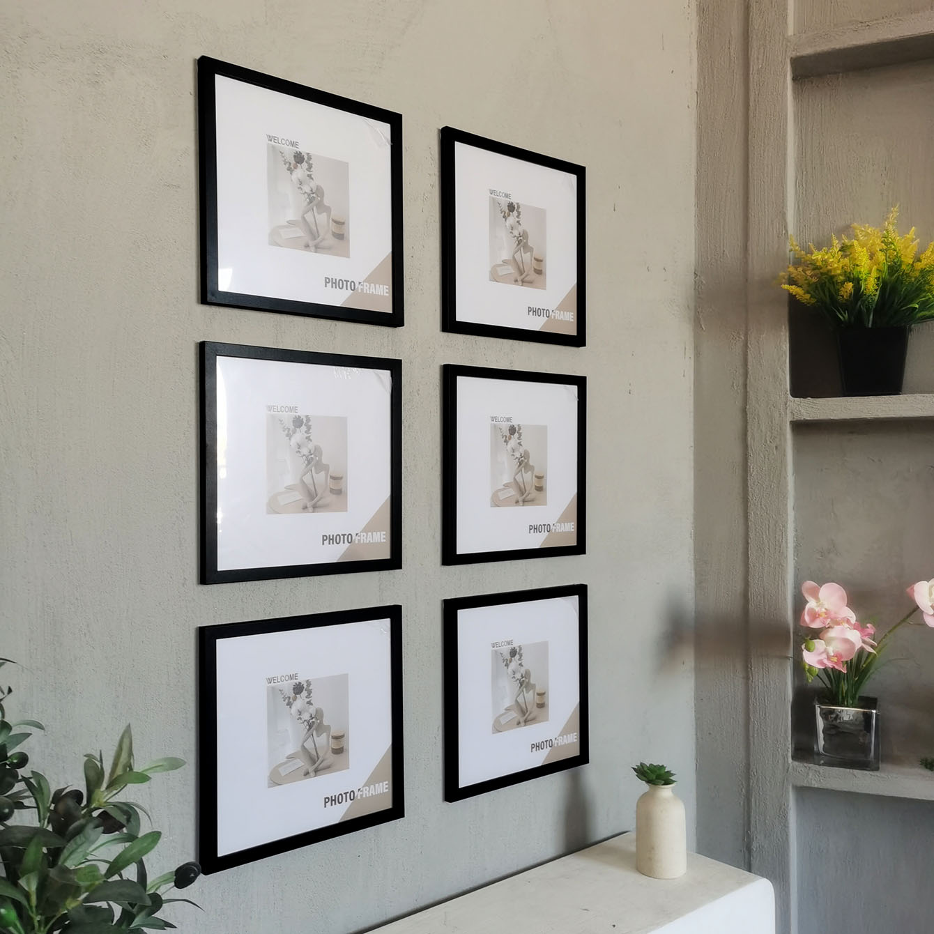 3Pcs Wood Square Photo Frames  - Desk Setup Poster review and price
