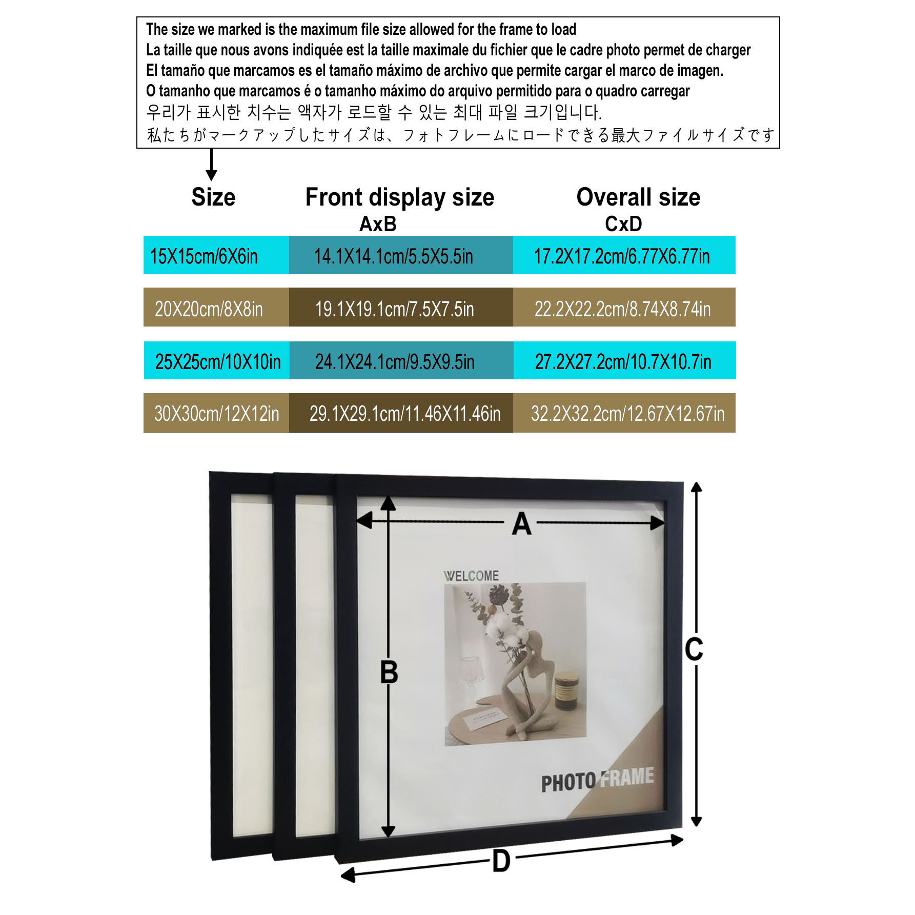 3Pcs Wood Square Photo Frames  - Desk Setup Poster review and price