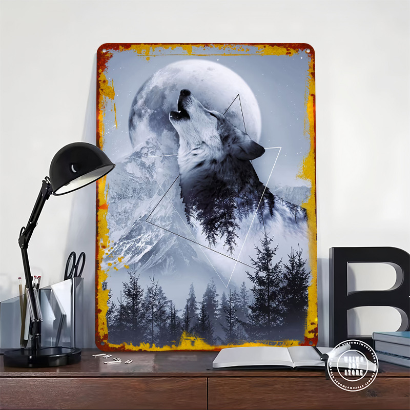 Howl With the Wolf Tin Poster  - Desk Setup Poster review and price