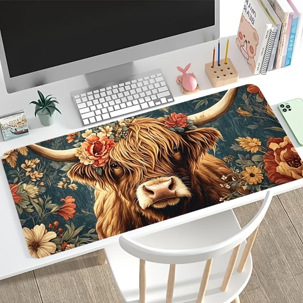 Vintage Highland Cow Floral Ga - Desk Setup Pc And Laptop review and price