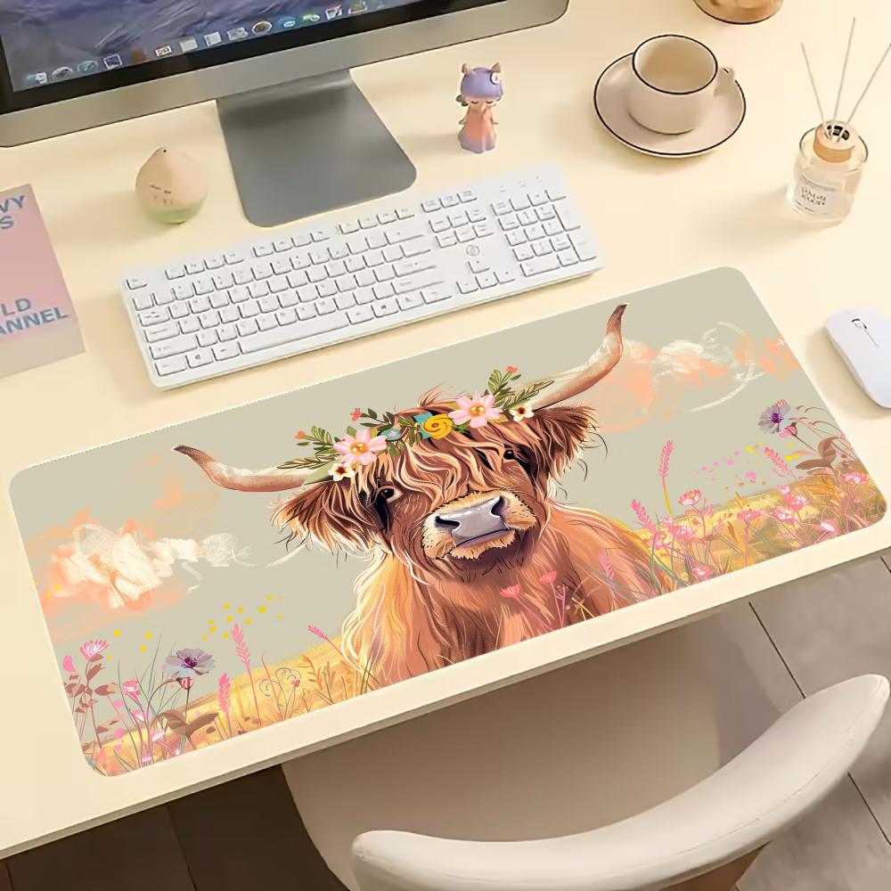 Vintage Highland Cow Floral Ga - Desk Setup Pc And Laptop review and price
