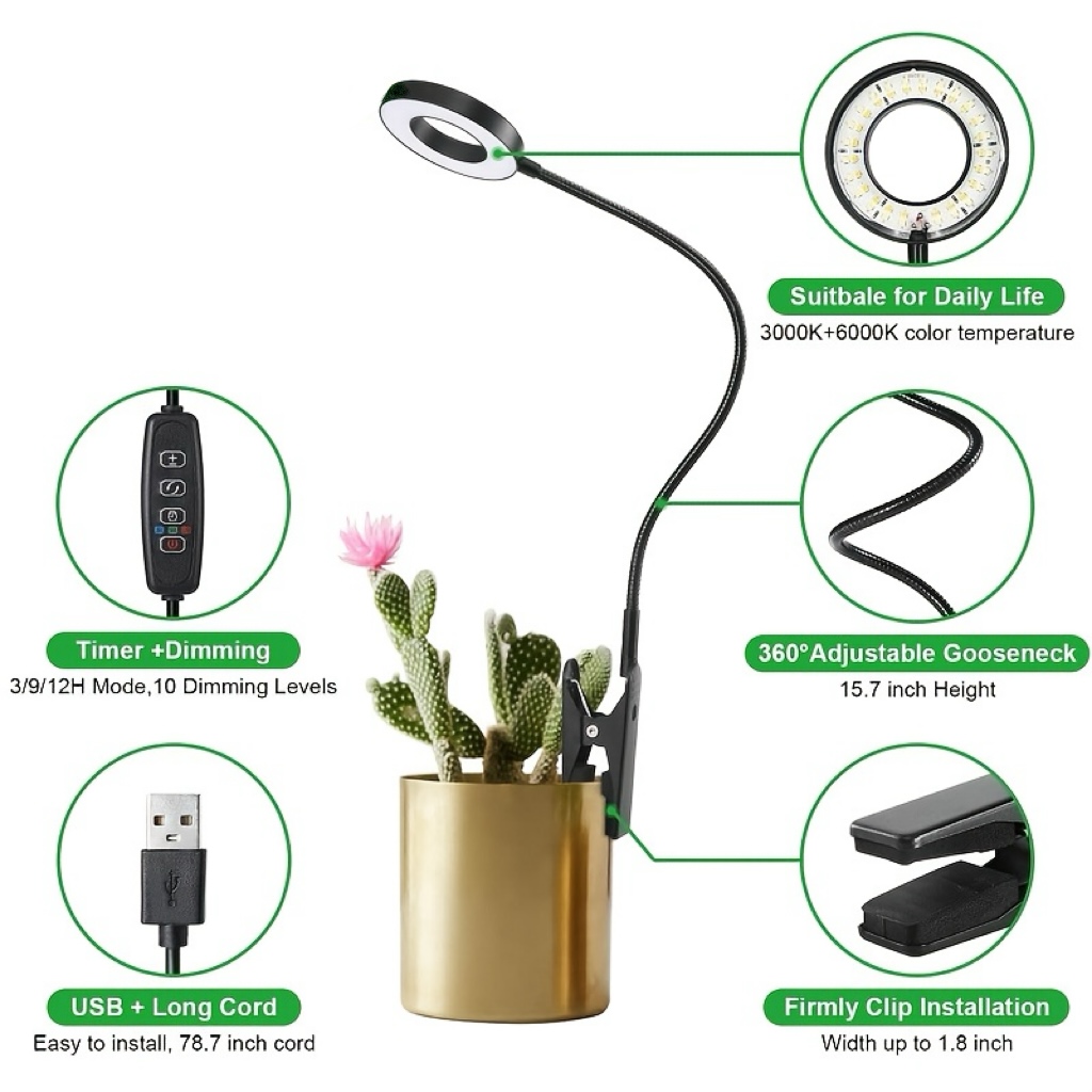 2-in-1 LED Grow Light & Readin - Desk Setup Plant review and price