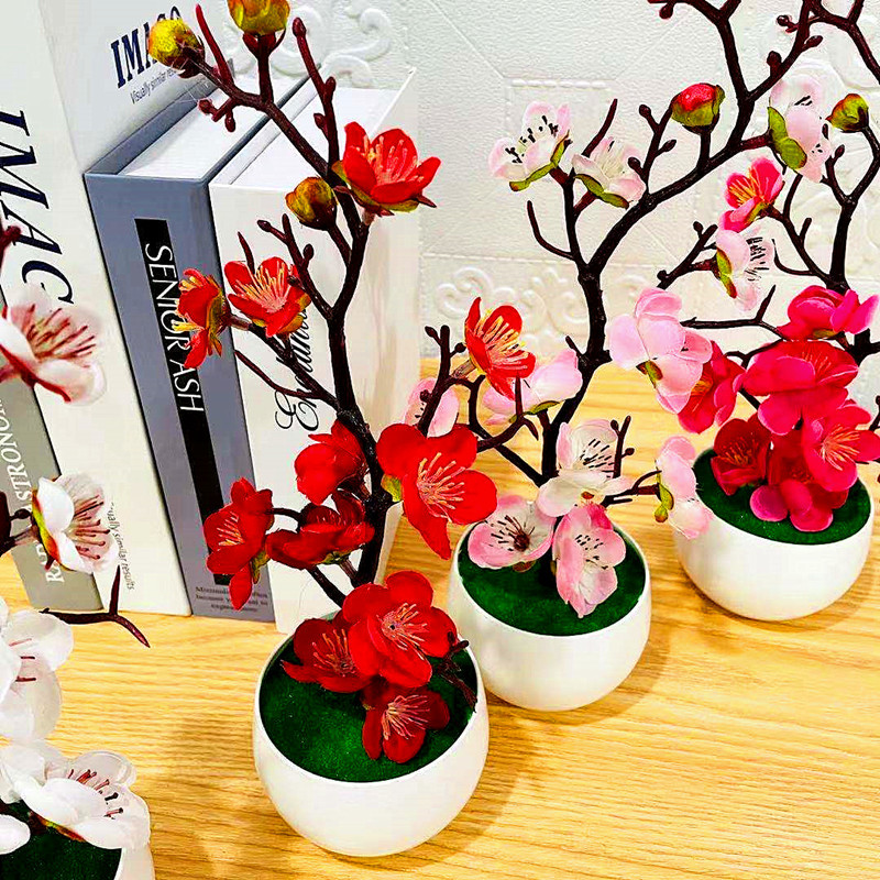 Simulation Plum Flower Pot Pla - Desk Setup Plant review and price