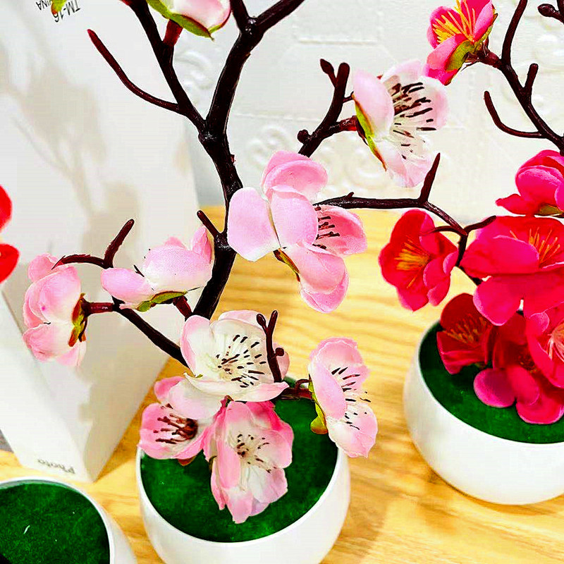 Simulation Plum Flower Pot Pla - Desk Setup Plant review and price