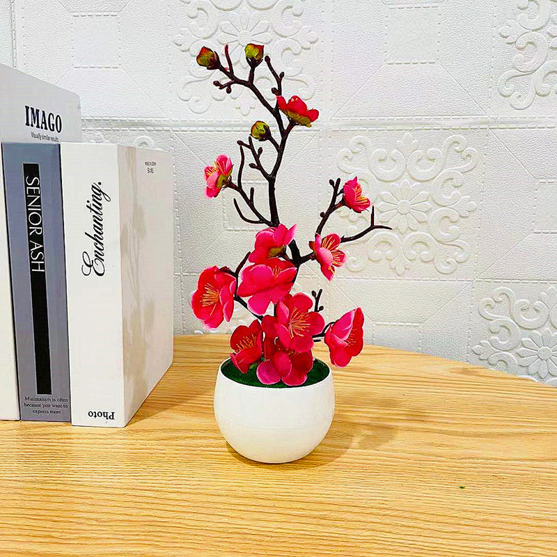 Simulation Plum Flower Pot Pla - Desk Setup Plant review and price