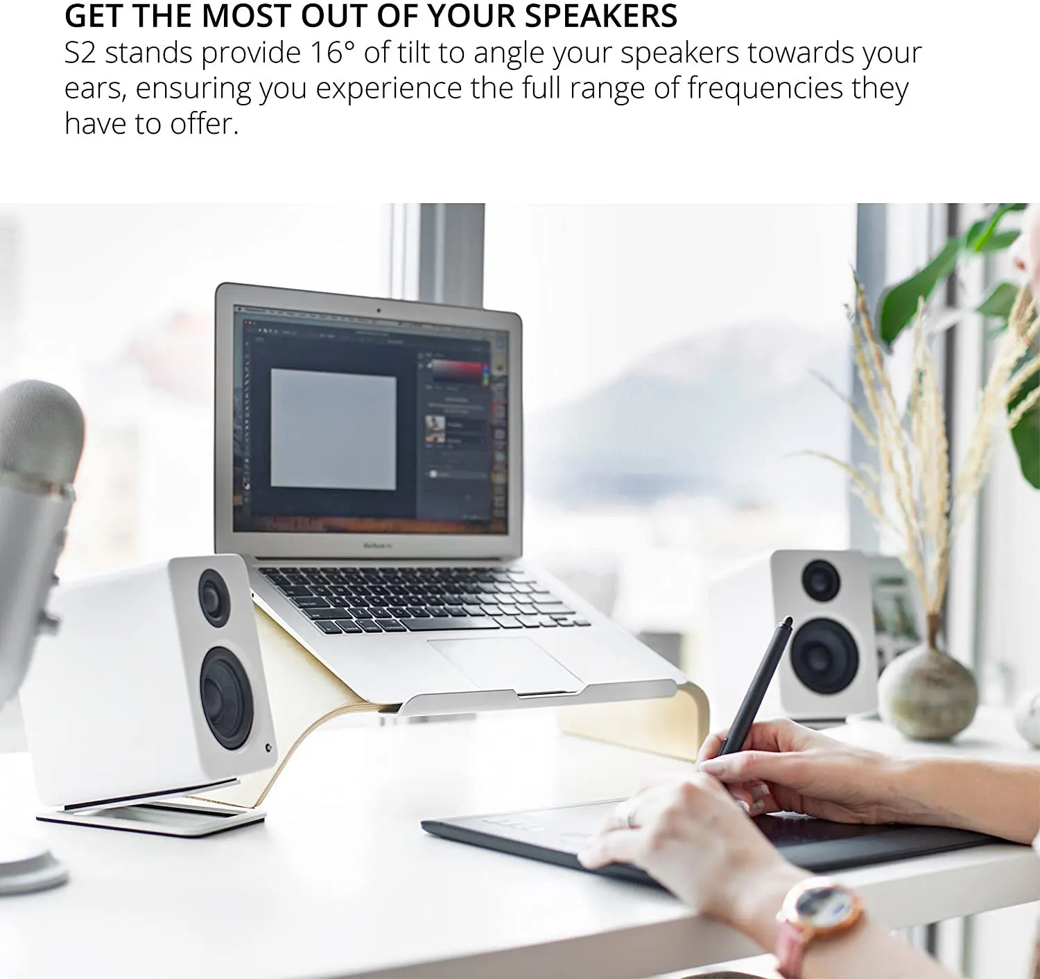 2pcs Desktop Speaker Stands fo - Desk Setup With Speakers review and price