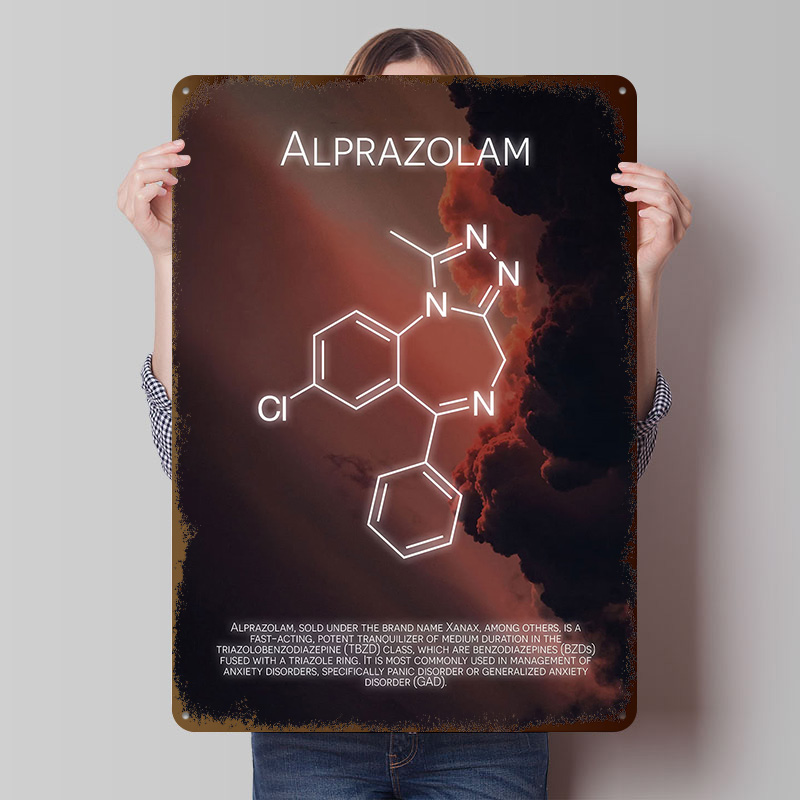 Alprazolam Molecule Tinplate P - Desk Setup Poster review and price