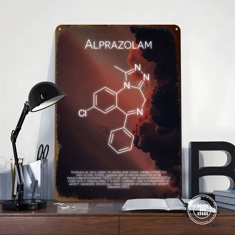 Alprazolam Molecule Tinplate P - Desk Setup Poster review and price