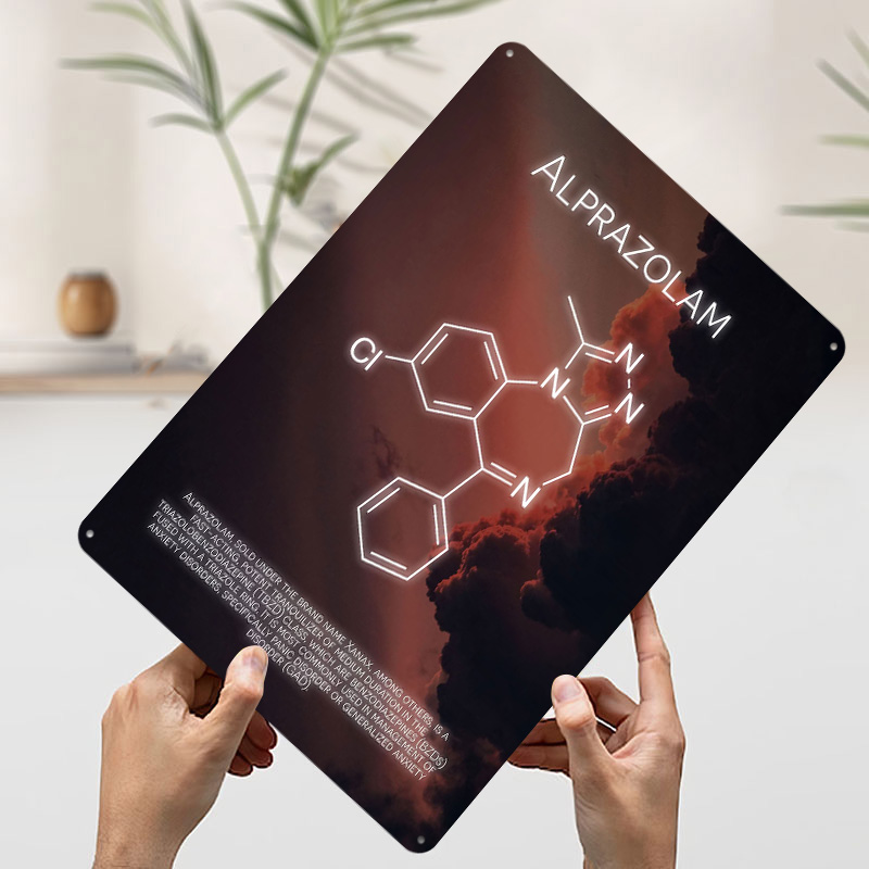 Alprazolam Molecule Tinplate P - Desk Setup Poster review and price
