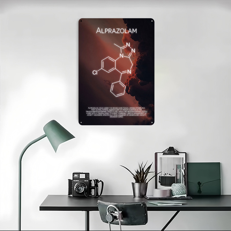Alprazolam Molecule Tinplate P - Desk Setup Poster review and price