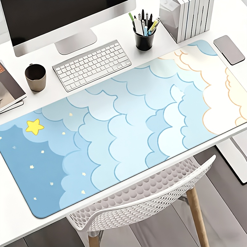 Soft Blue Cloud & Gold Star Mo - Desk Setup Blue review and price