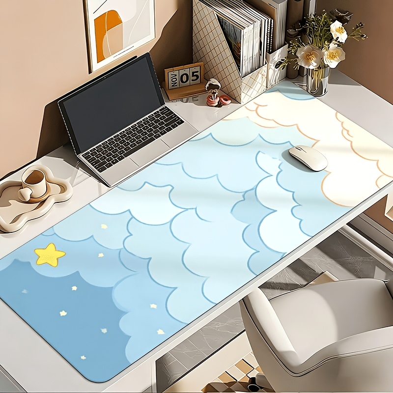 Soft Blue Cloud & Gold Star Mo - Desk Setup Blue review and price