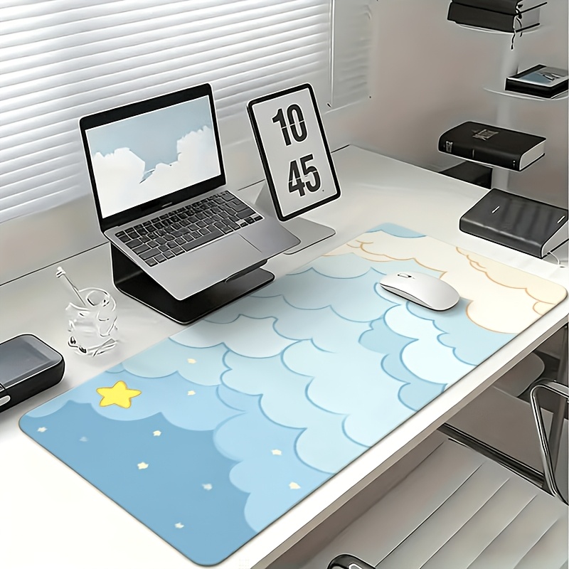 Soft Blue Cloud & Gold Star Mo - Desk Setup Blue review and price
