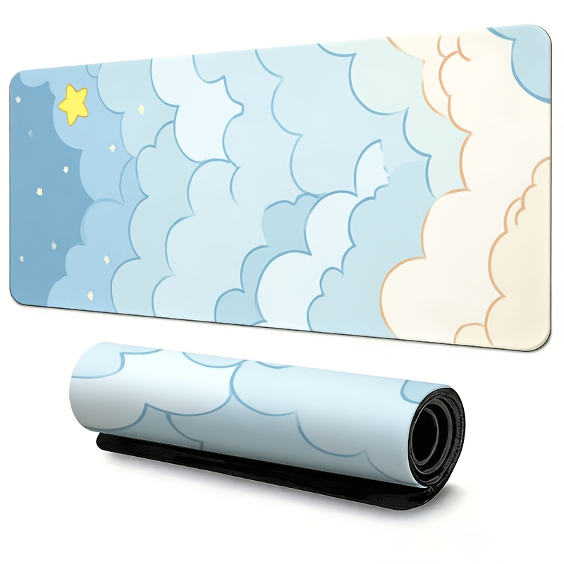 Soft Blue Cloud & Gold Star Mo - Desk Setup Blue review and price