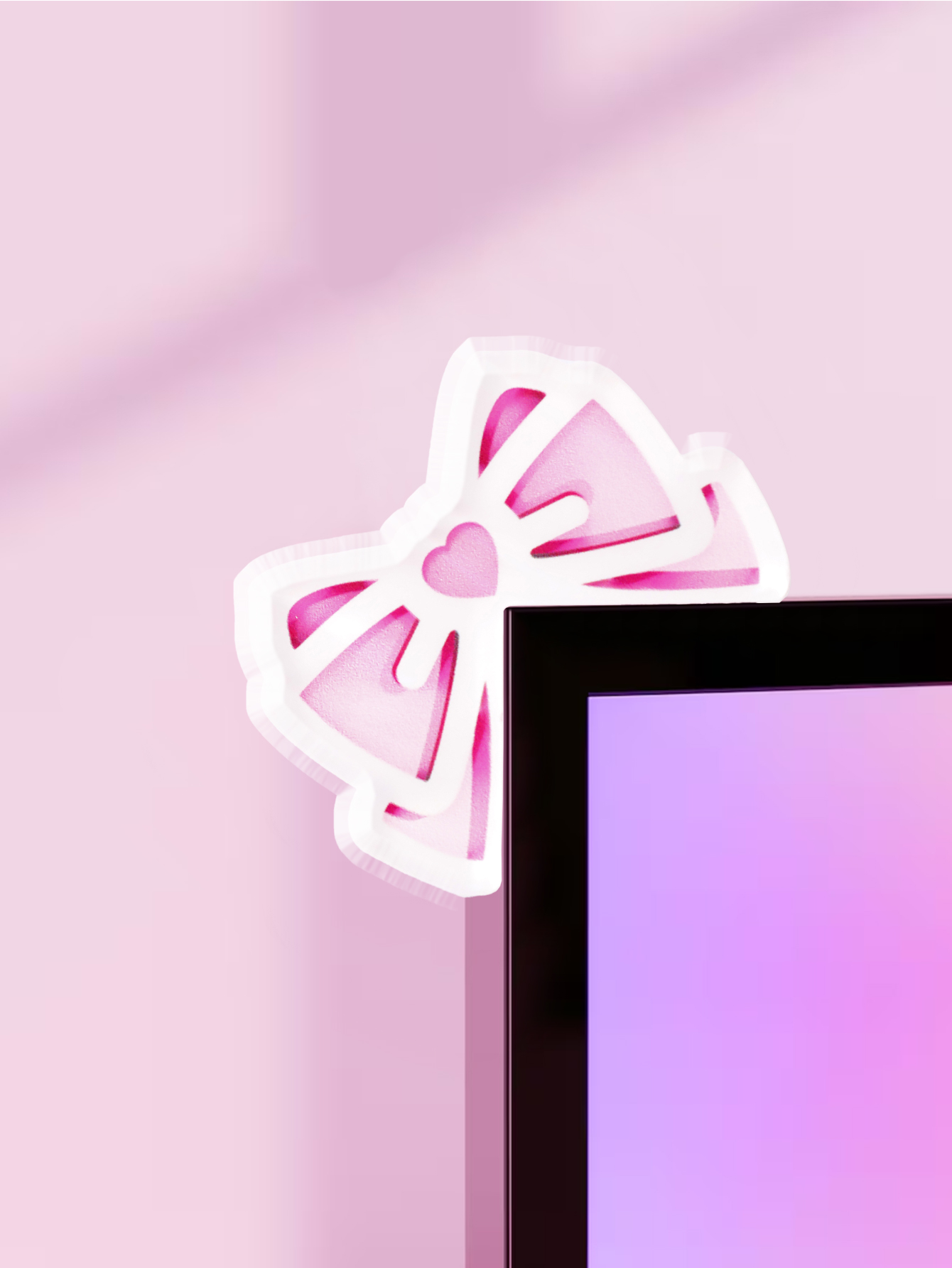 Kawaii Bow Monitor Decor Pink  - Desk Setup Pc review and price