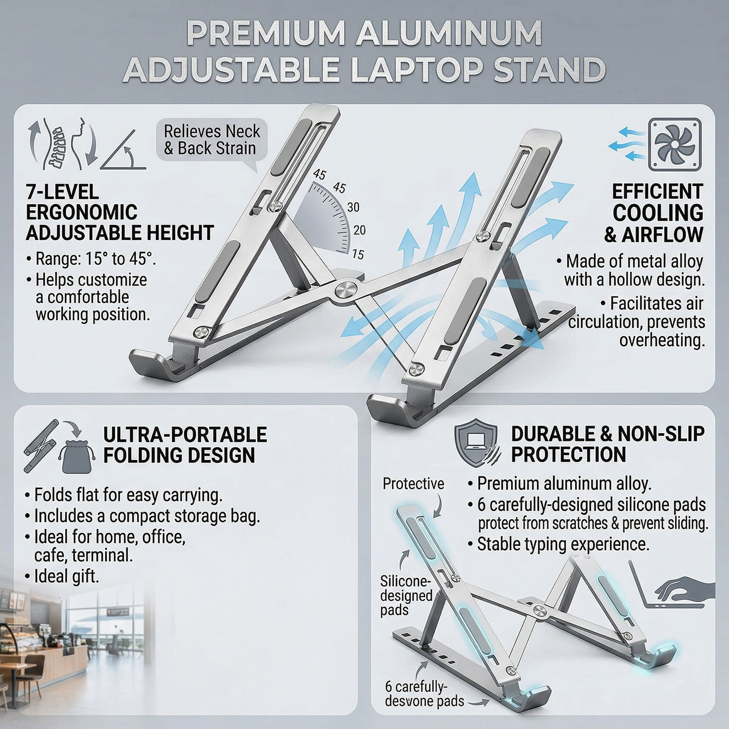 Metal Portable Foldable Laptop - Desk Setup Macbook review and price